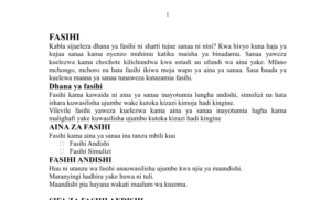 Fasihi simulizi Notes