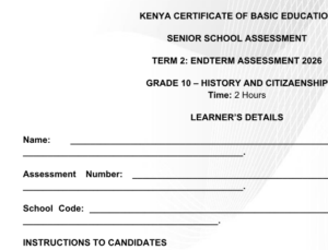 Grade 10 history and citizenship exams