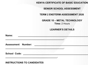 Grade 10 metal work exams