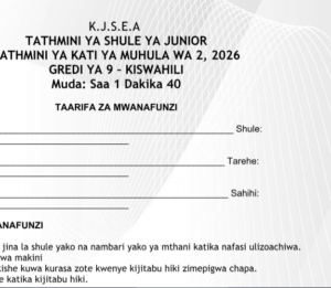 grade 9 kiswahili exams 2026