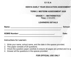 grade 1 mid term 2 exam 2026