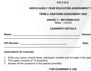 grade 3 end term exams 2026