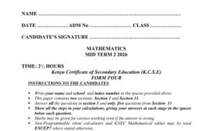 form 4 mid term 2 exams 2026