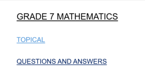 Grade 7 Mathematics questions and answers