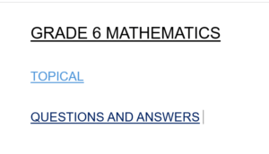 Grade 6 Mathematics Questions and answers